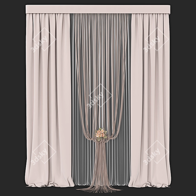 Elegant Sheer Curtain Set 3D model image 5