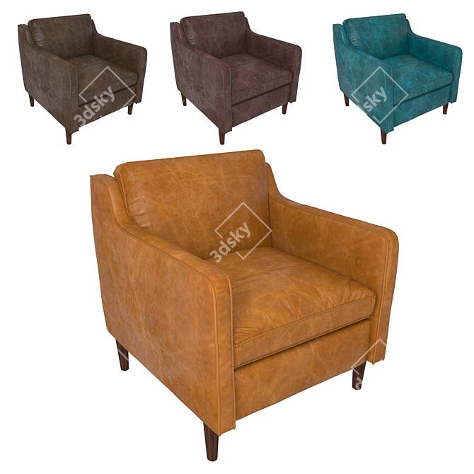 Elegant Hamilton Leather Chair 3D model image 1