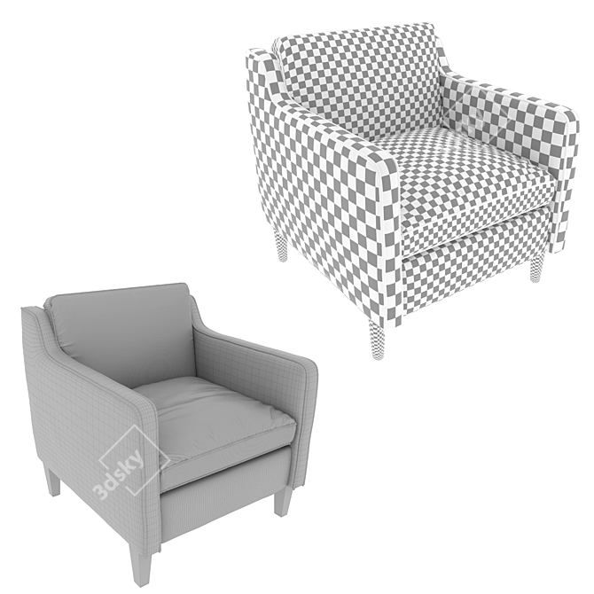 Elegant Hamilton Leather Chair 3D model image 4