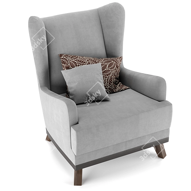 Elegant Oxford Armchair 3D model image 3
