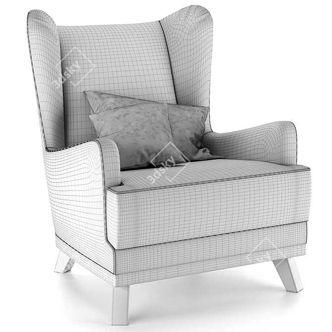 Elegant Oxford Armchair 3D model image 4
