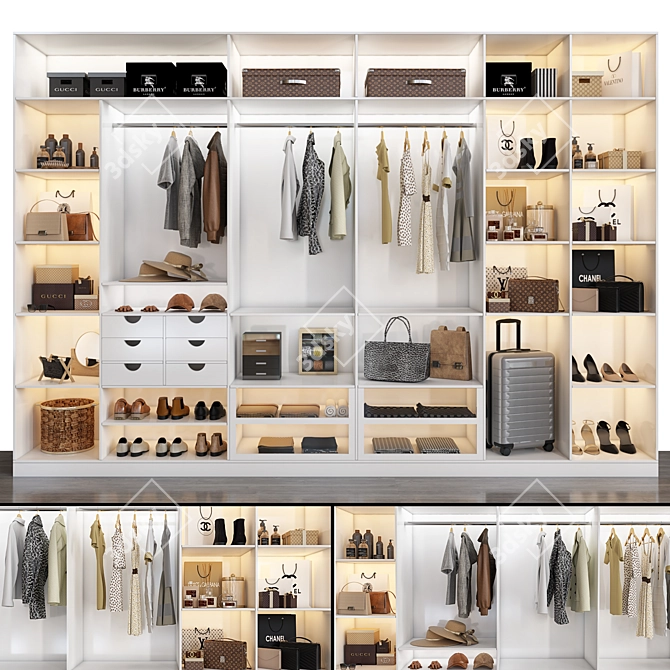 Versatile Wardrobe Set: Organized & Stylish 3D model image 1