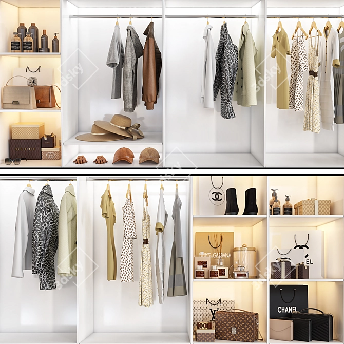 Versatile Wardrobe Set: Organized & Stylish 3D model image 2