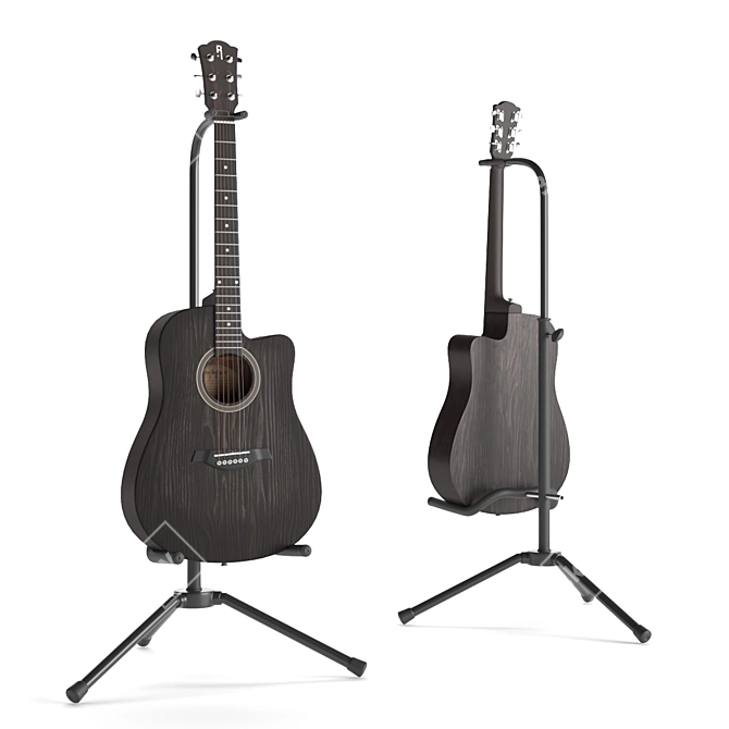 Rockdale Black Acoustic Guitar 3D model image 1