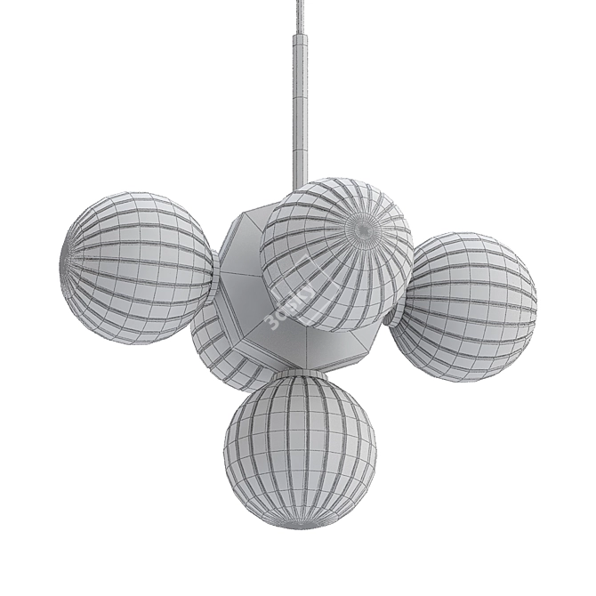 Nordic Vintage Glass Loft Chandelier 3D model image 2