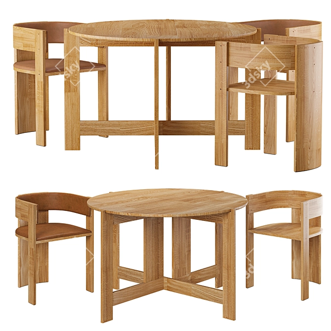 Collector Oak Dining Set 3D model image 1