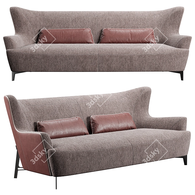 Borzalino Harmony: Stylish Sofa with Customizable Colors 3D model image 1