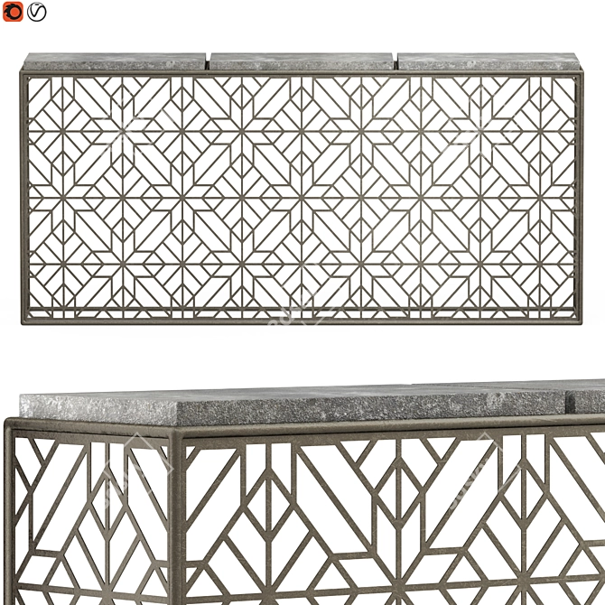 Elegant Angeline Hooker Console 3D model image 1