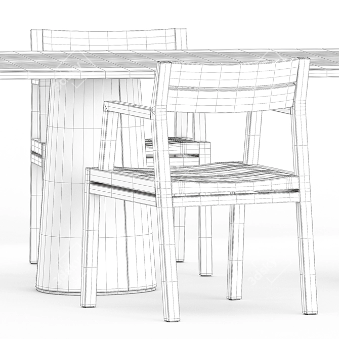 Elegant Outdoor Dining Set: Costes Chair by Ethimo & POV 464 Table by Ton 3D model image 5