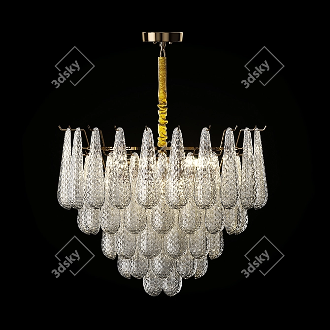 Elegant Brass 8-Light Chandelier 3D model image 1