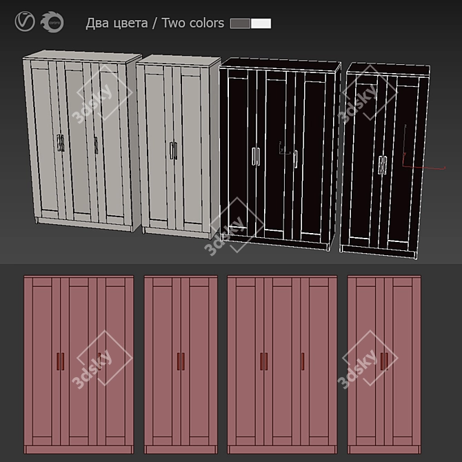 Modern 3-Door Wardrobe: IKEA BRIMNES 3D model image 3