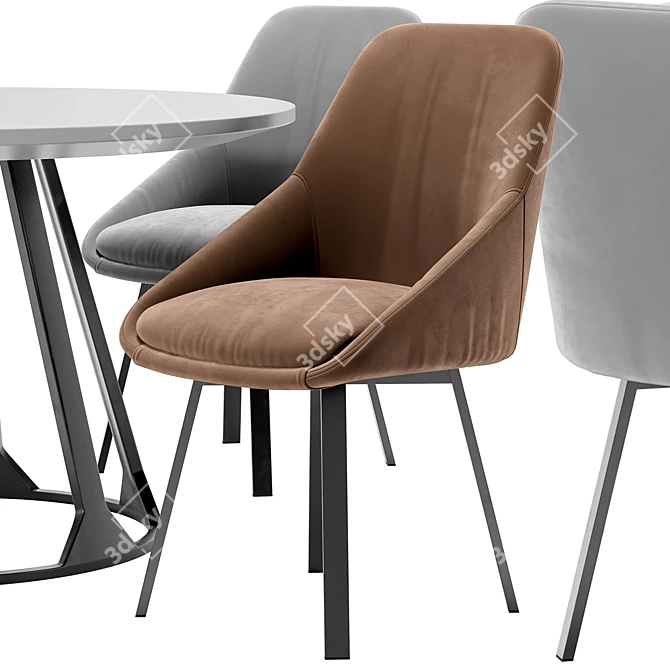 Bluvel Pod Chair and Confluence Table Set 3D model image 5