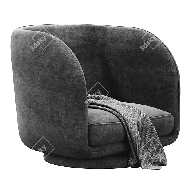 Chenille Lounge Chair with Plush Throw 3D model image 1