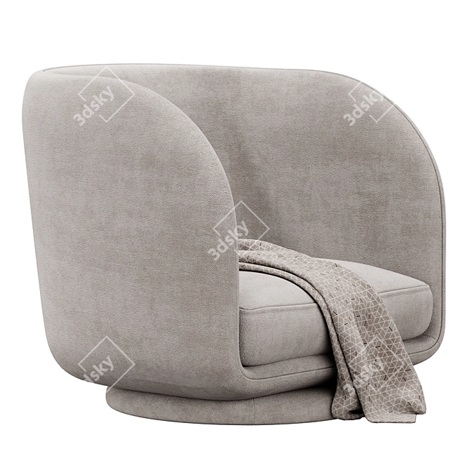 Chenille Lounge Chair with Plush Throw 3D model image 2