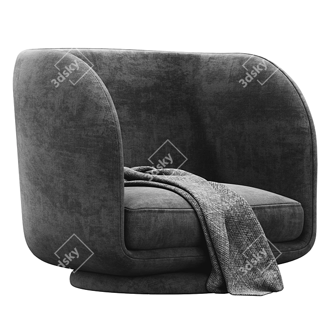 Chenille Lounge Chair with Plush Throw 3D model image 3