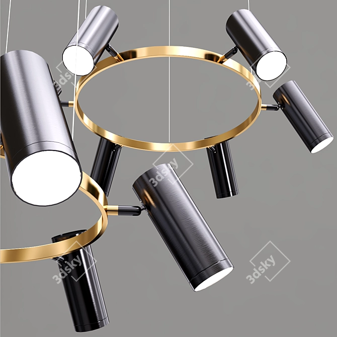 Metallic Cylinder Pendant Light 3D model image 3