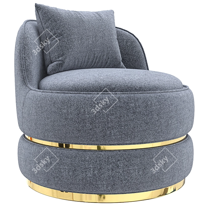 Modern Teal Swivel Vanity Chair 3D model image 5