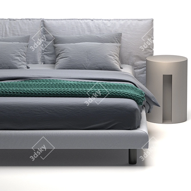 Elegant Upholstered Bed with Wooden Frame 3D model image 5
