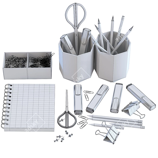 Essential Office Set: Efficient, Organized & Stylish 3D model image 2