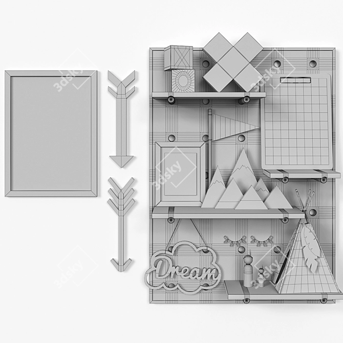 Native-themed Child Room Set 3D model image 4