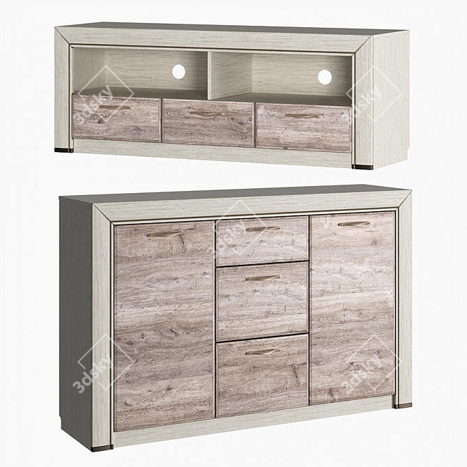 Olivia Hoff Chest of Drawers & TV Stand 3D model image 4