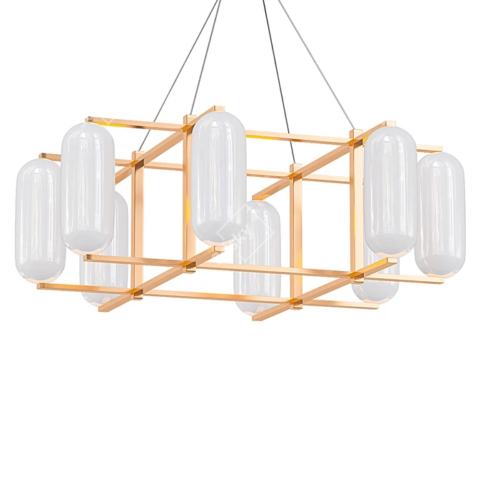 Modern Pebble 8-Light Chandelier 3D model image 1