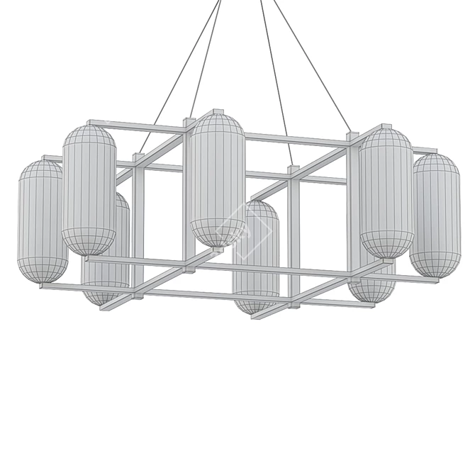 Modern Pebble 8-Light Chandelier 3D model image 2