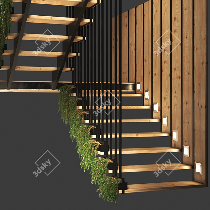 Infinite Ascend: Expandable Modern Staircase 3D model image 2
