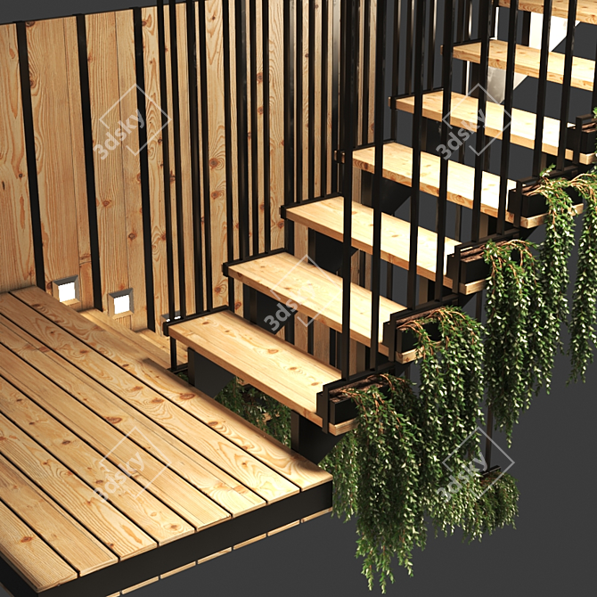 Infinite Ascend: Expandable Modern Staircase 3D model image 3