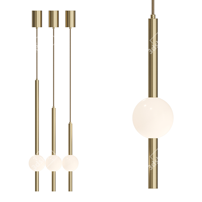 Elegant Glass Pendant Lamp 3D model image 1