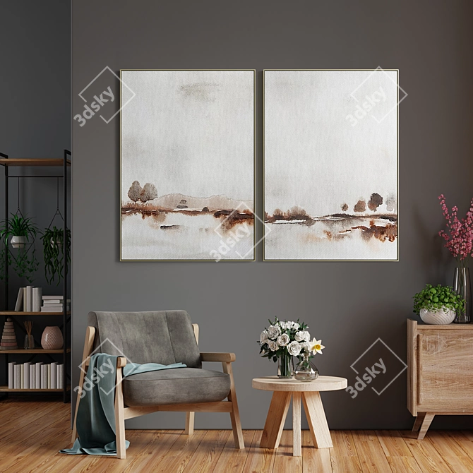 Modern Abstract Photo Frame Set 3D model image 4