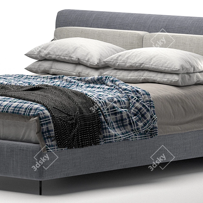 Stylish Felis Penny Bed with Cushioned Headboard 3D model image 3