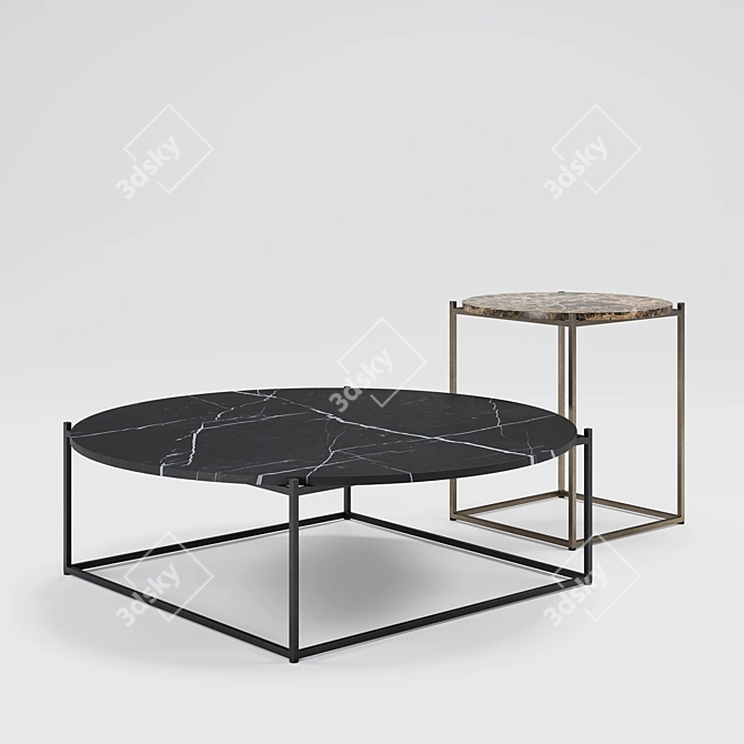 Elegant Wendelbo Circle Marble Table Set 3D model image 1