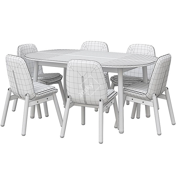 Vedbo Dining Set: Birch Chair & White Table 3D model image 4