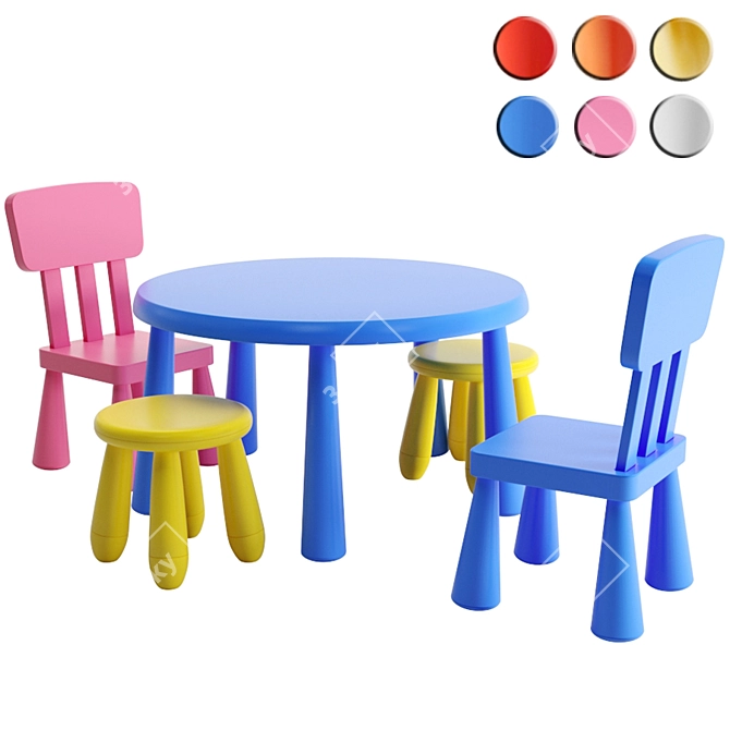 Mammut Kids Table Set 3D model image 5