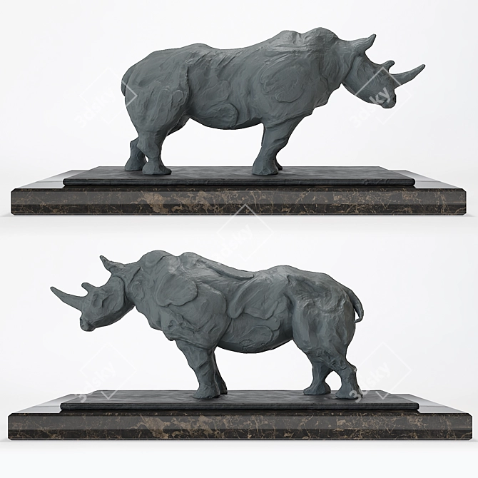 3D Rhino Sculpture | High-Quali 3D model image 1