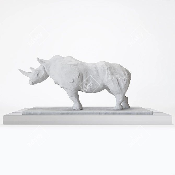 3D Rhino Sculpture | High-Quali 3D model image 3