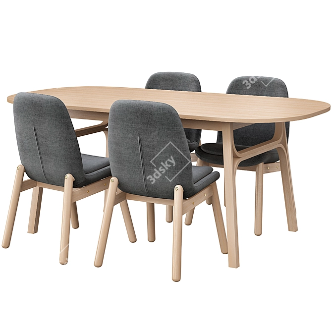 Voxlöv & Vedbo: Elegant Bamboo Dining Set 3D model image 2