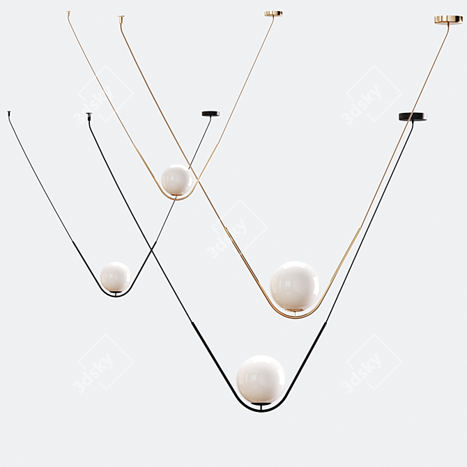 Modern Hanging Lamps: Gold or Black 3D model image 3