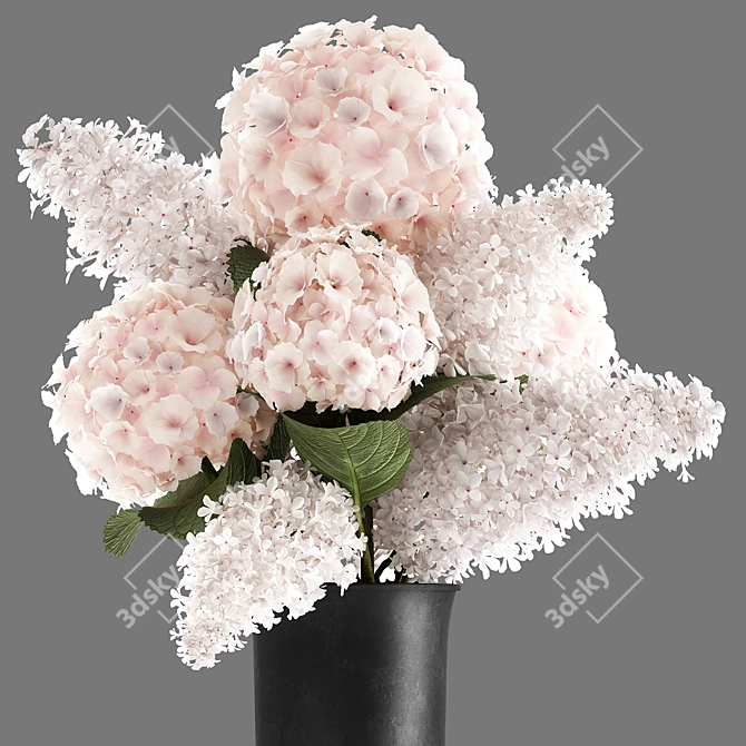 White Blossom Bouquet in Cyclades Vase 3D model image 3