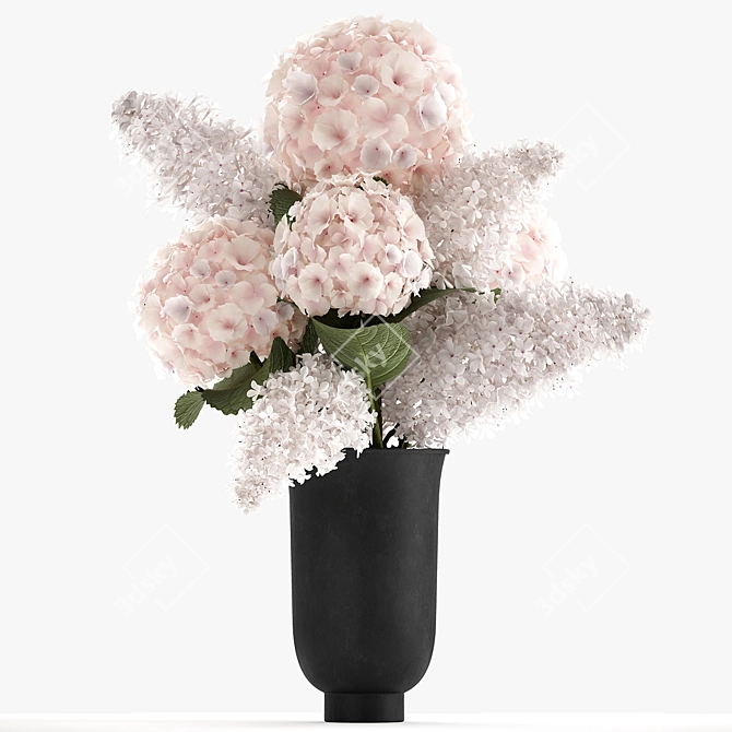 White Blossom Bouquet in Cyclades Vase 3D model image 5