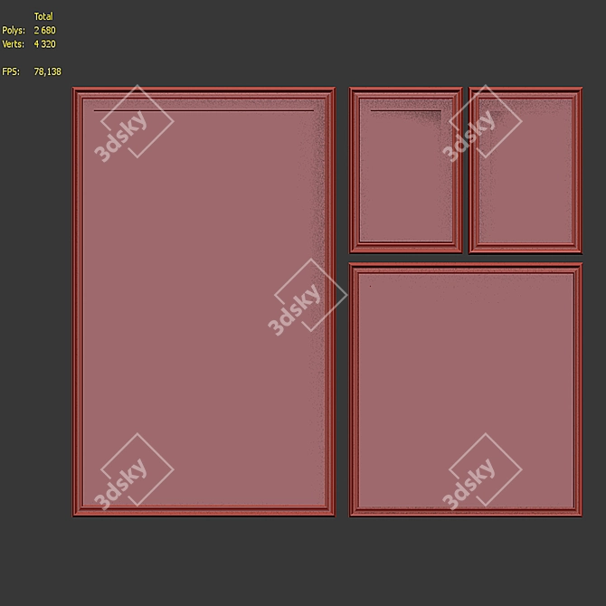 Modern Frame Set with Abstract Images 3D model image 7