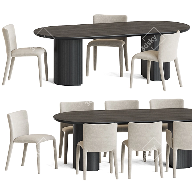 Modern Dining Set for Versatile Use 3D model image 2