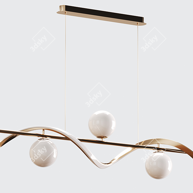 Minimalist Hanging Lamps - Gold & Black 3D model image 2
