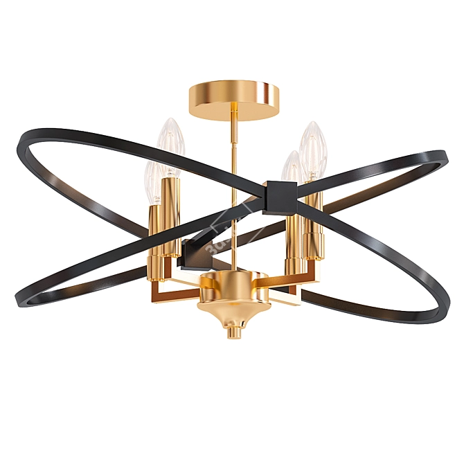 Dainolite PAL 184SF: Paloma 4-Light Semi-Flush Ceiling Fixture 3D model image 1