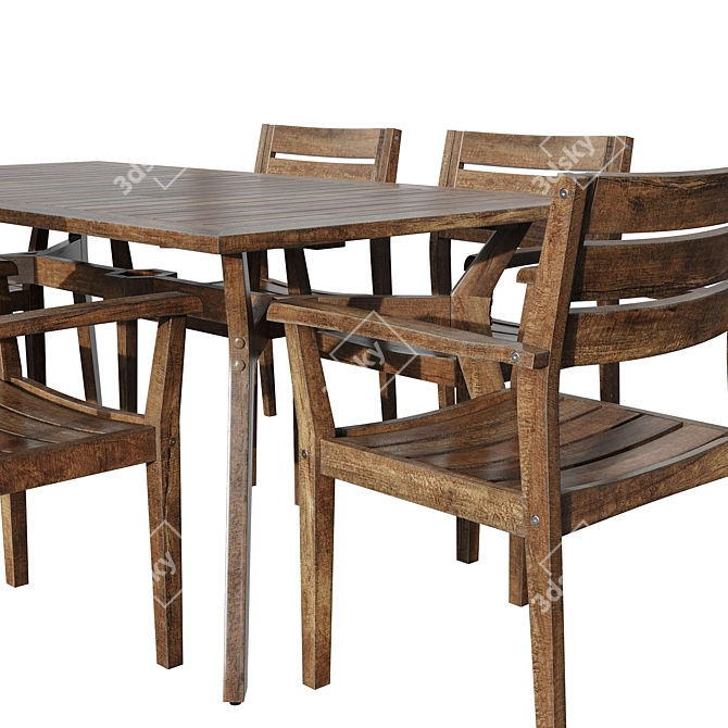 Modern Long Dining Set 3D model image 2