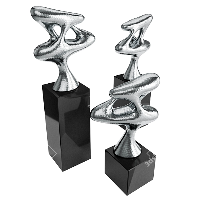 Bionic Chrome Abstract Figures 3D model image 3