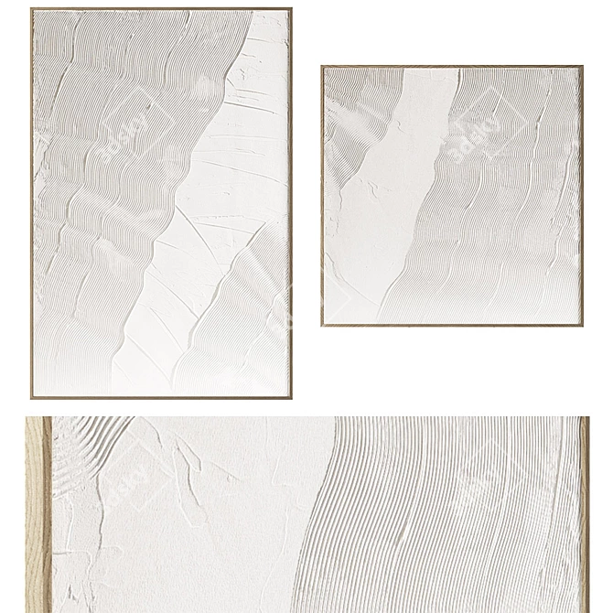 Waveform Plaster Paintings - Handcrafted Set 3D model image 1