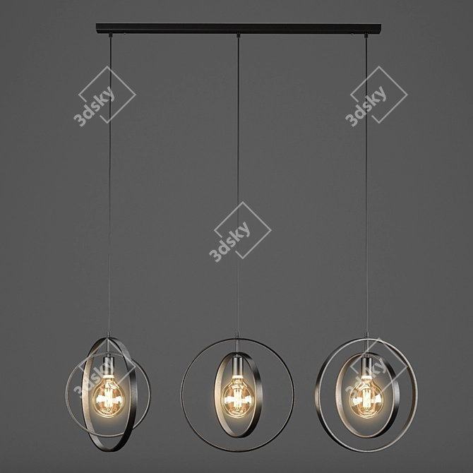 Charcoal Industrial Metal Ceiling Lamp 3D model image 3