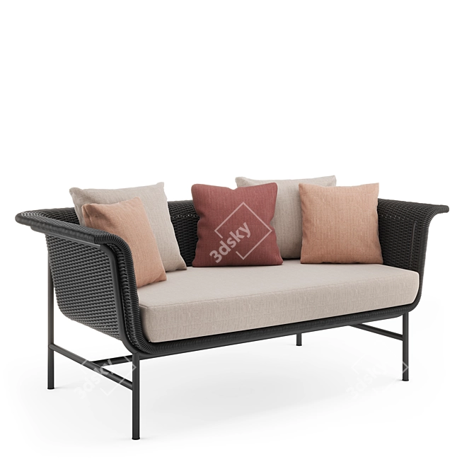 Wicked Lounge Sofa 2S: Sleek Pink Cushions 3D model image 1